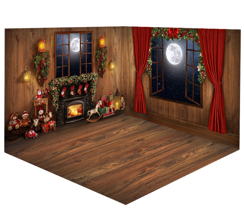 Avezano Christmas Fireplace Gifts Room Set holiday gift