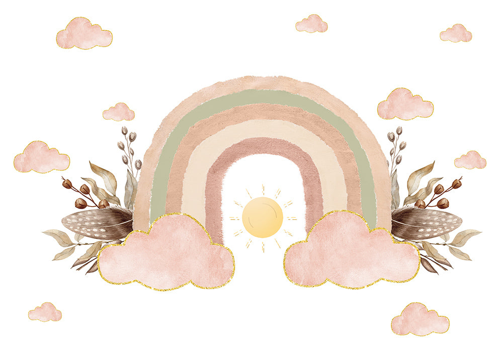 Avezano Simple Hand Drawn Style Rainbow Photography Backdrop-AVEZANO