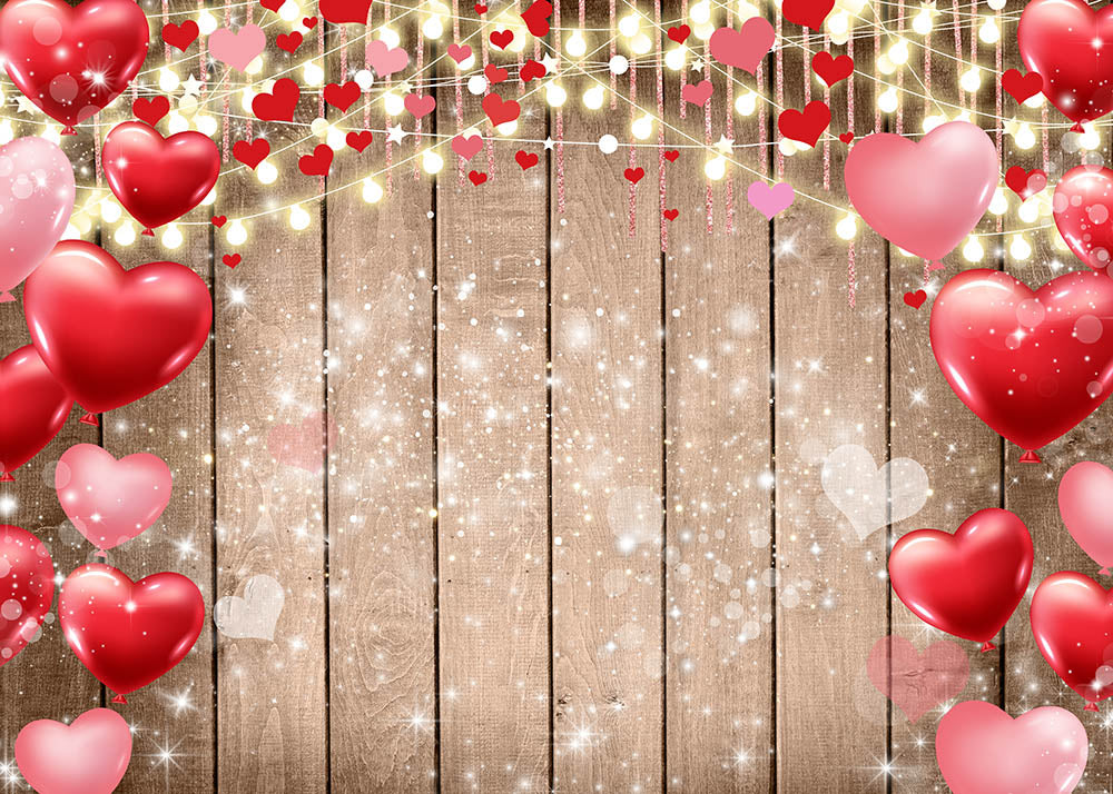 Avezano Wood Wall With Love Valentine'S Day Photography Backdrop-AVEZANO