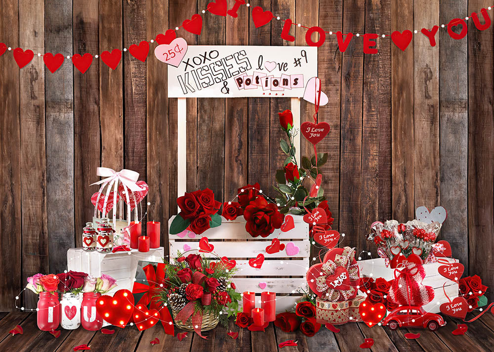Avezano Wood Wall And Valentine'S Day Gifts Photography Backdrop-AVEZANO