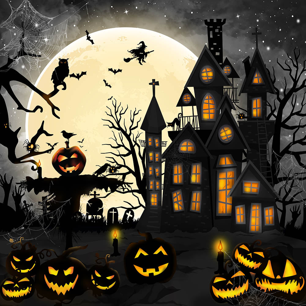 Avezano Witch'S Castle Gray Sky Halloween Backdrop for Photography