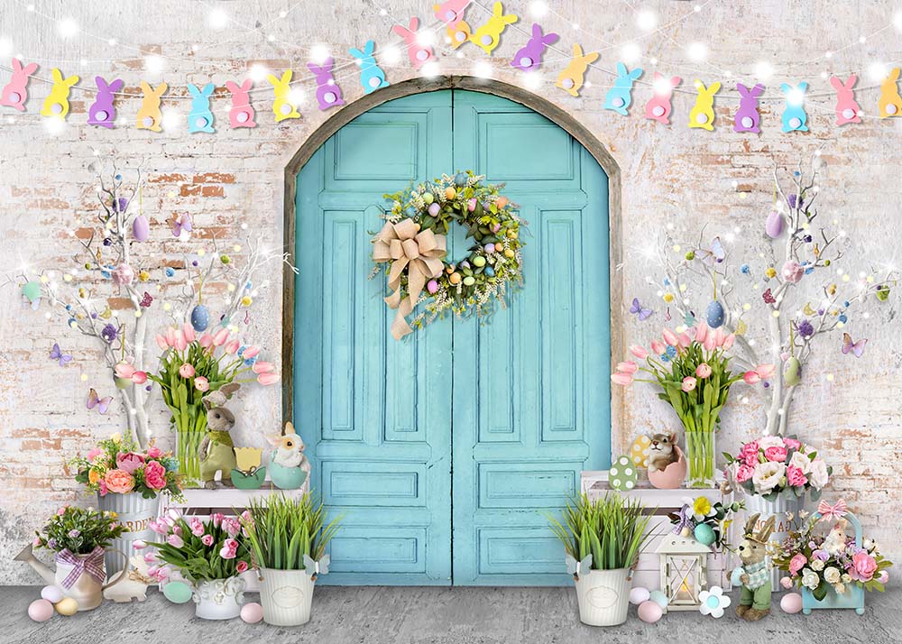 Avezano Bunny Banner Spring Easter Photography Backdrop-AVEZANO