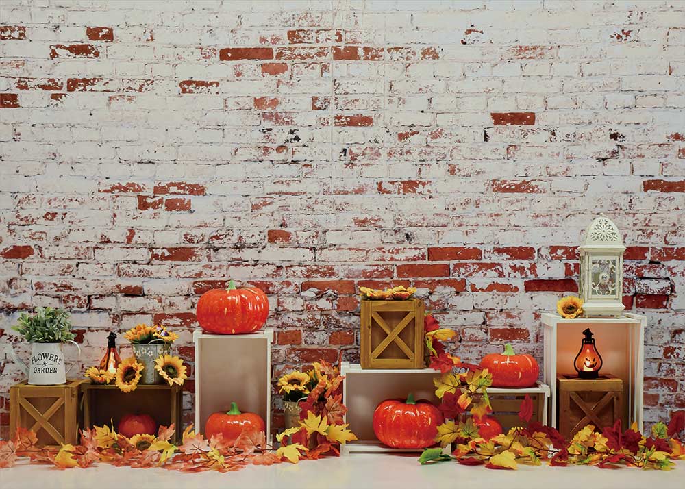 Avezano Autumn Pumpkin Leaf Photography Backdrop-AVEZANO