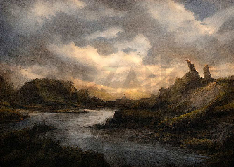 Avezano Small Hill Oil Painting Photography Background-AVEZANO