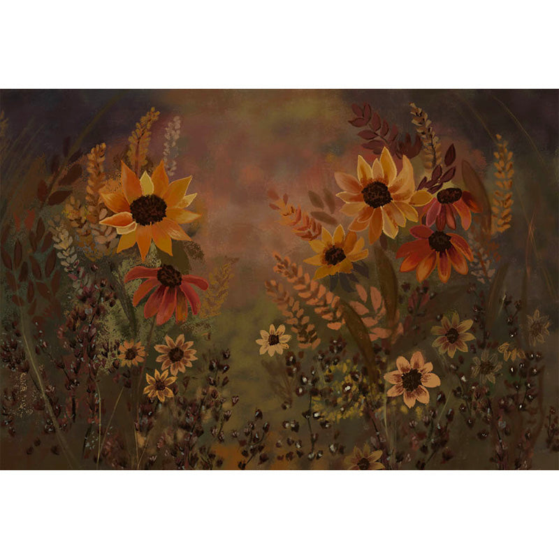 Avezano Dark Green Tone Handpainted Floral Backdrop For Photography-AVEZANO