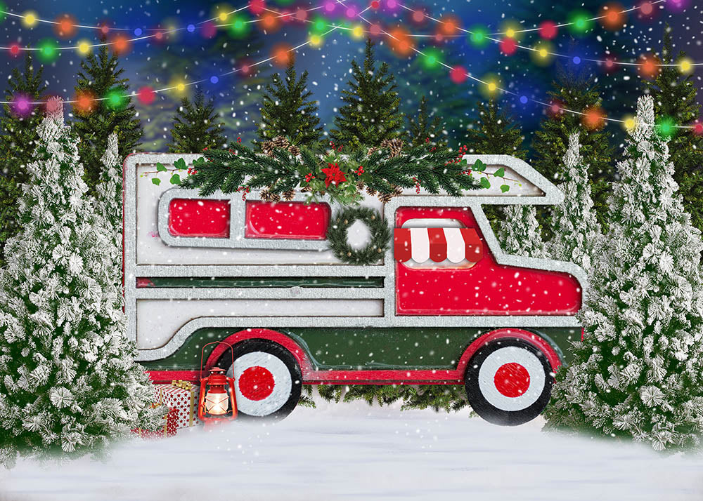 Avezano Rv In The Christmas Woods Photography Backdrop-AVEZANO