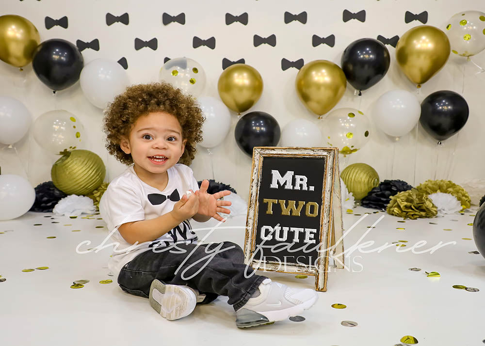 Avezano Black & Gold Bow Tie Balloon Photography Backdrop Designed By Christy Faulkner