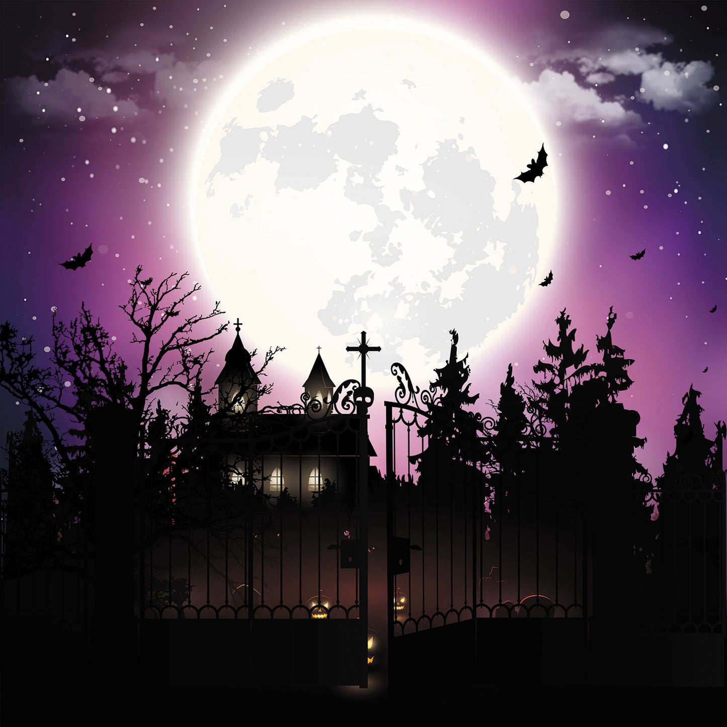 Avezano Full Moon Night Halloween Backdrop for Photography