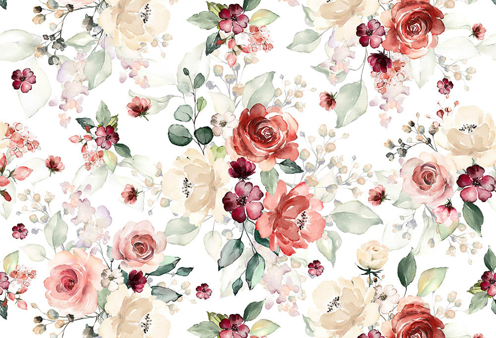 Toile de fond pour photographie de bébé avec fleurs lumineuses peintes à la main Avezano