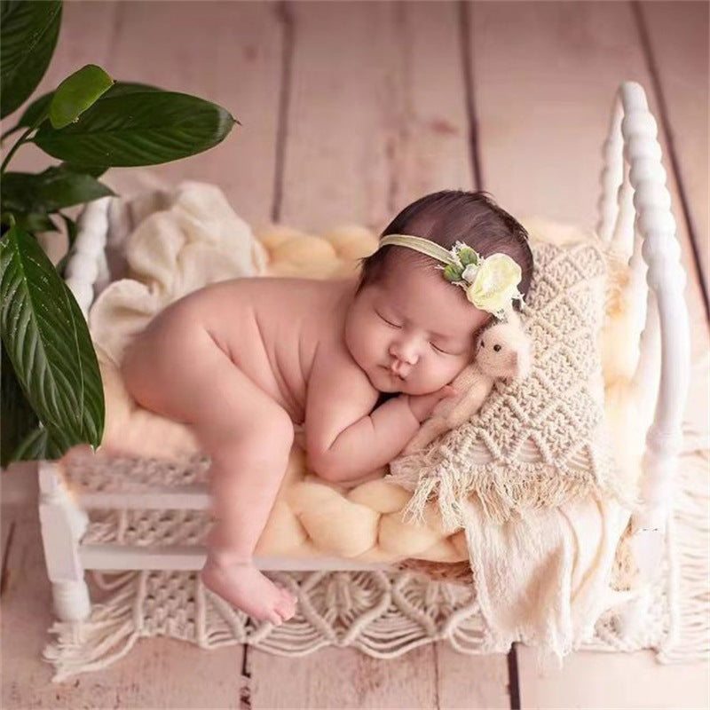 Avezano Baby Shooting Leggings Hand Braided Hemp Rope Square Tassel Carpet