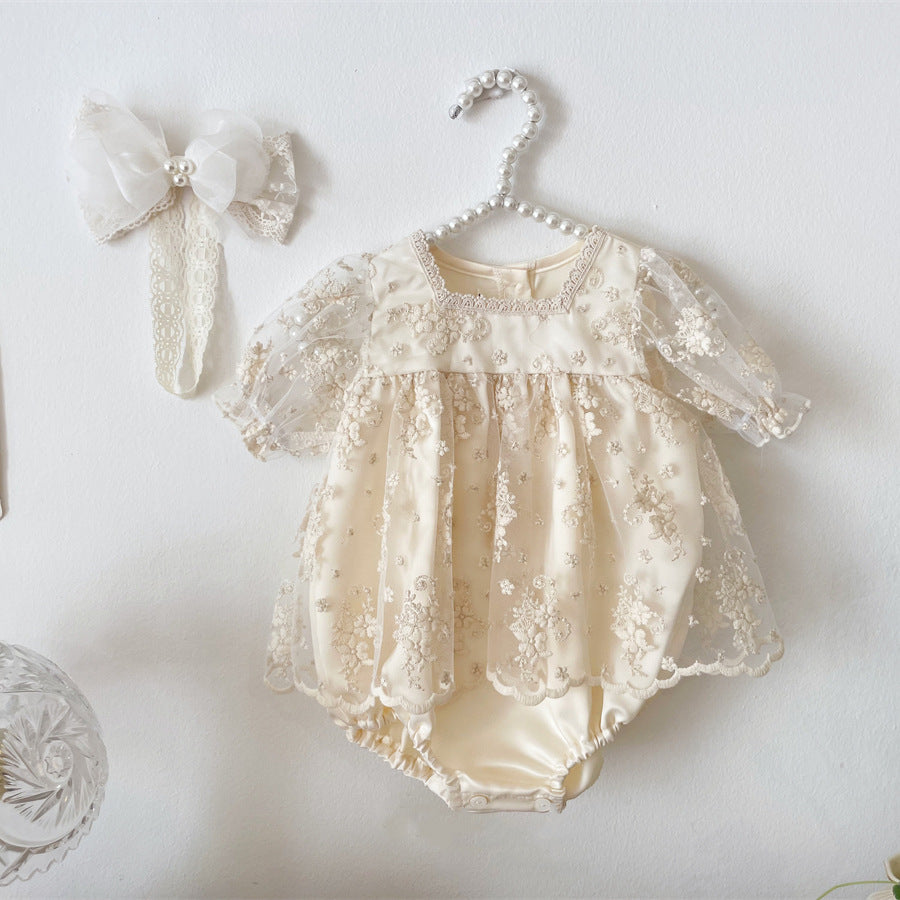 Avezano Robe mignonne pour bébé avec broderie de fleurs cent jours