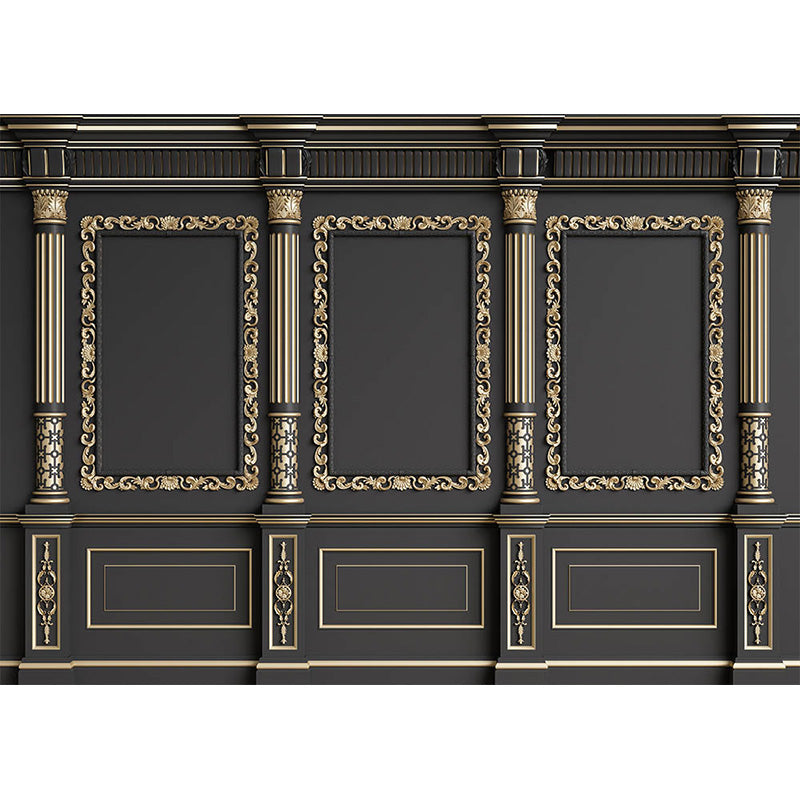 Avezano Elegant Black Wall With Pillars Door Backdrop For Photography-AVEZANO