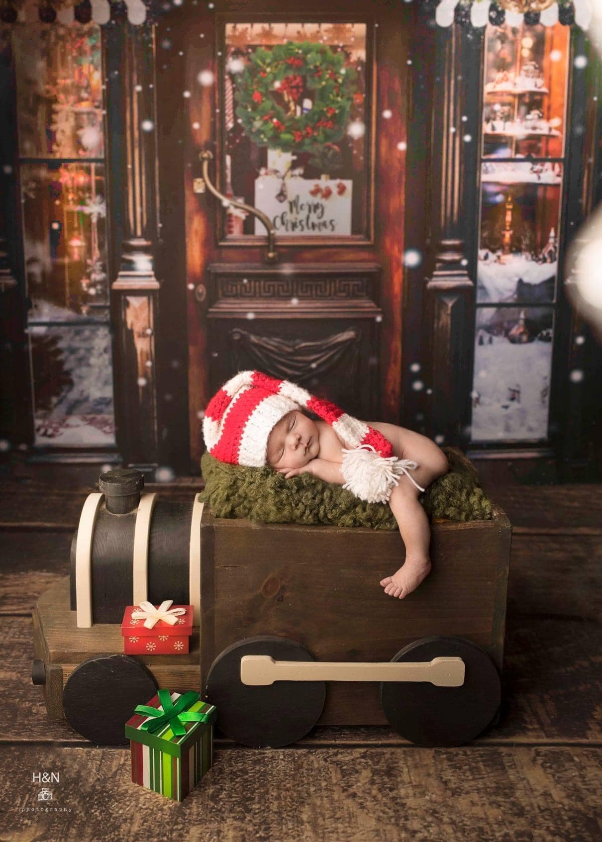 Avezano Merry Christmas Shop Photography Backdrop