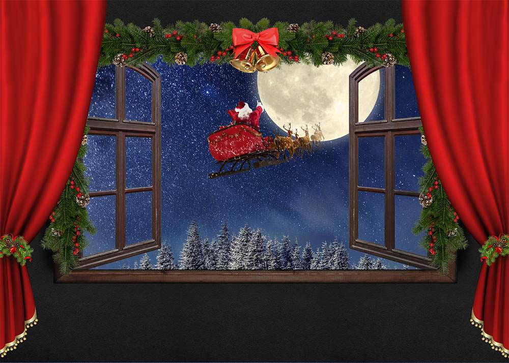 Avezano Santa Outside The Window Photography Backdrop-AVEZANO