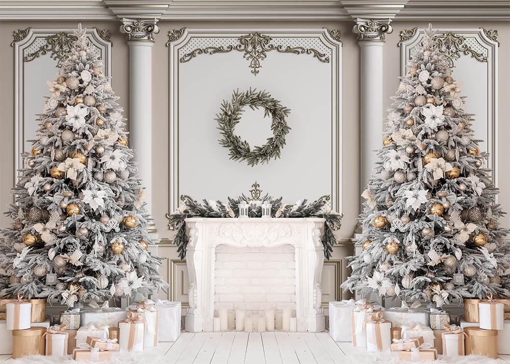 Avezano Elegant Christmas Decoration White Wall Photography Backdrop-AVEZANO