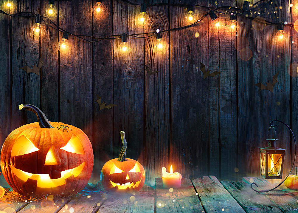 Avezano Halloween Pumpkin Lanterns Backdrop for Photography holiday