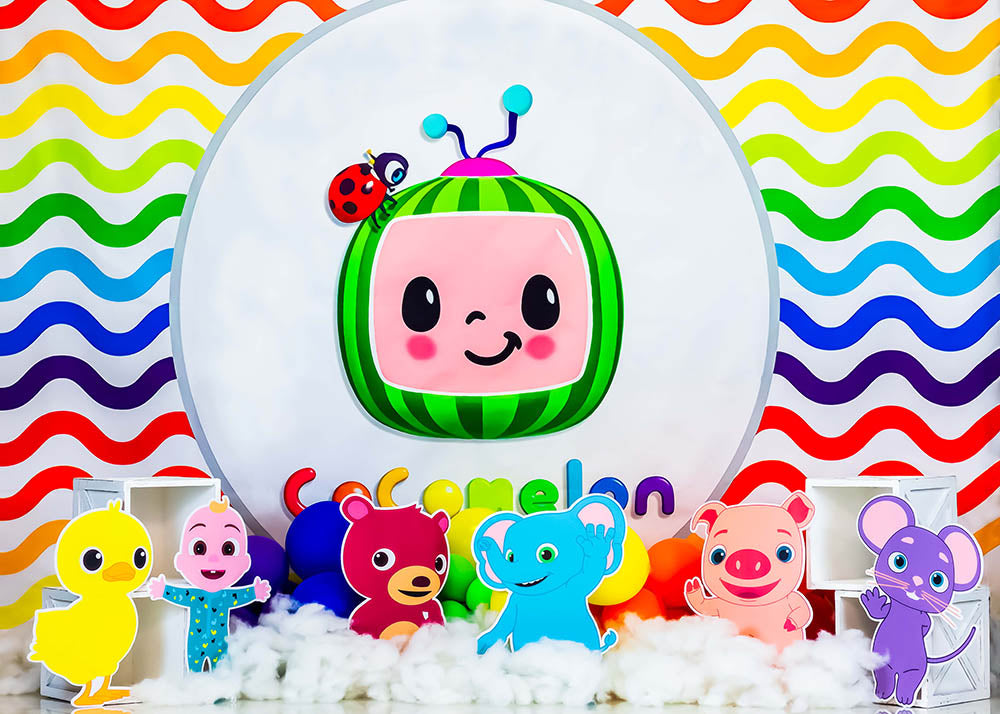 Avezano Cartoon Birthday Backdrop For Photography Designed By Karina Rosales-AVEZANO