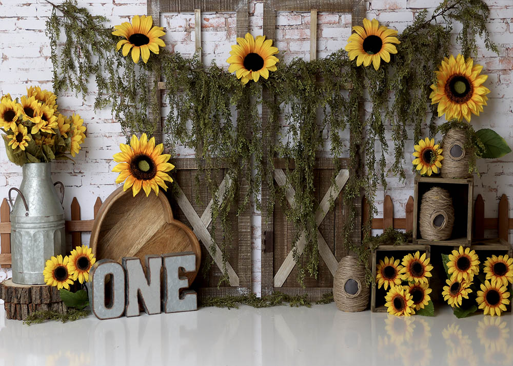 Avezano Door Panels and Sunflowers Photography Background by Stefany Figueroa
