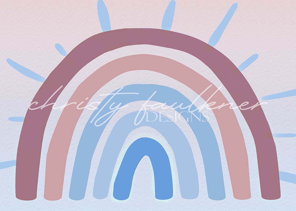 Avezano Simple Rainbow Blue Series Backdrop Designed By Christy Faulkner-AVEZANO