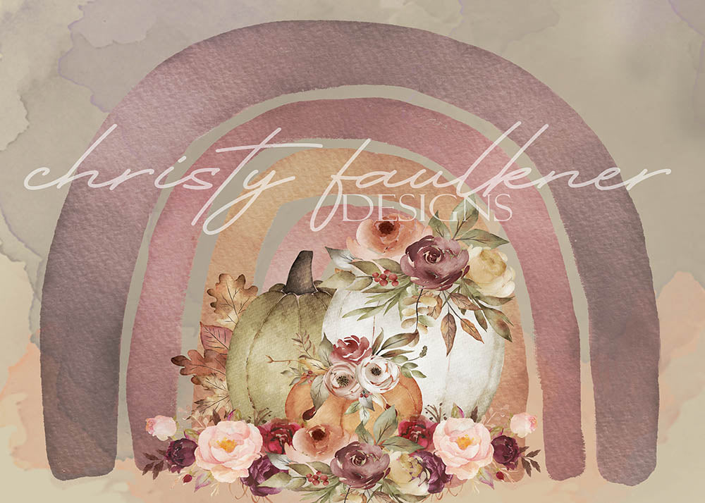 Avezano Pumpkins and Flowers Backdrop Designed By Christy Faulkner-AVEZANO