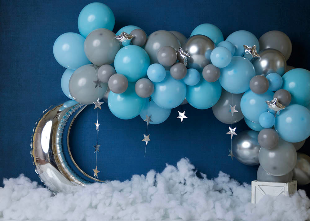 Avezano Blue Balloon Starry Sky Photography Background by Stefany Figueroa-AVEZANO