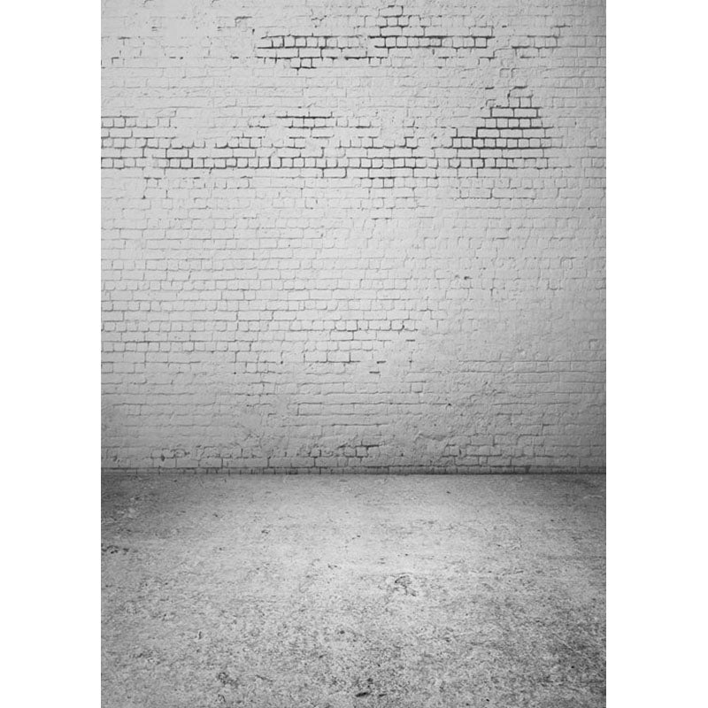 Avezano White Painted Brick Wall Texture Photo Backdrop With Nearly Solid Colour Floor-AVEZANO