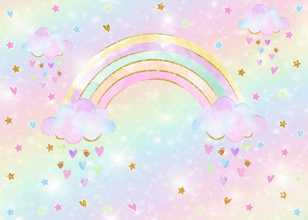 Avezano Hand-Painted Rainbow Love Pattern Bokeh Photography Backdrop-AVEZANO