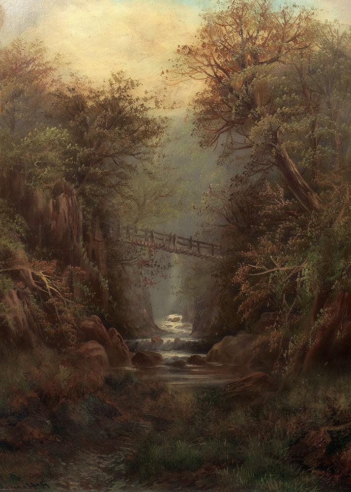 Avezano Mountain Bridge Oil Painting Photography Backdrop-AVEZANO