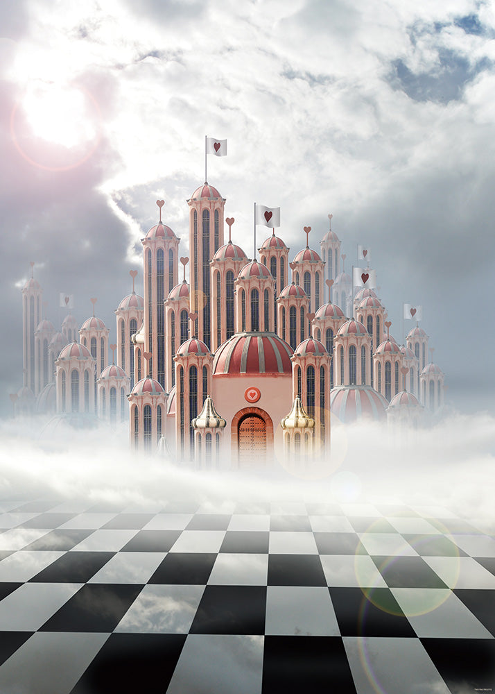 Avezano Black and White Checkered Castle of Hearts Photography Backdrop-AVEZANO
