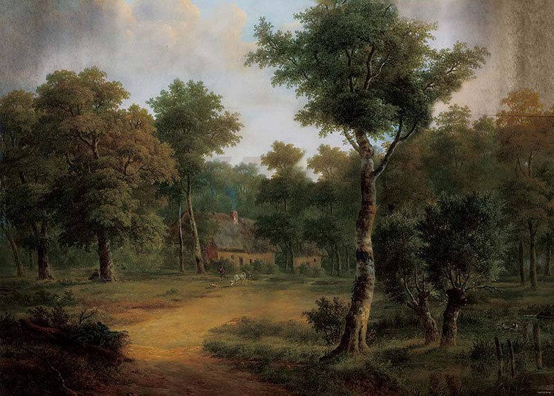 Avezano Deep Forest Hut Oil Painting Photography Background-AVEZANO