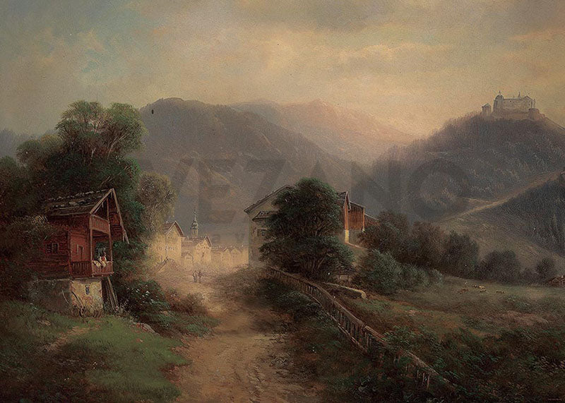 Avezano Mountain Village Oil Painting Photography Background-AVEZANO