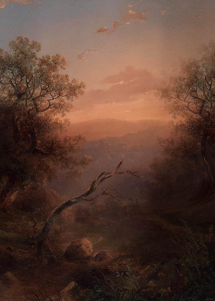 Avezano Sunset in the Mountains Oil Painting Style Photography Backdrop-AVEZANO