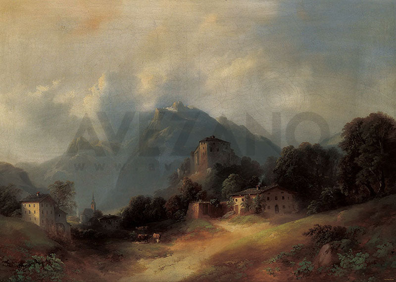 Avezano Hill House Oil Painting Photography Background-AVEZANO