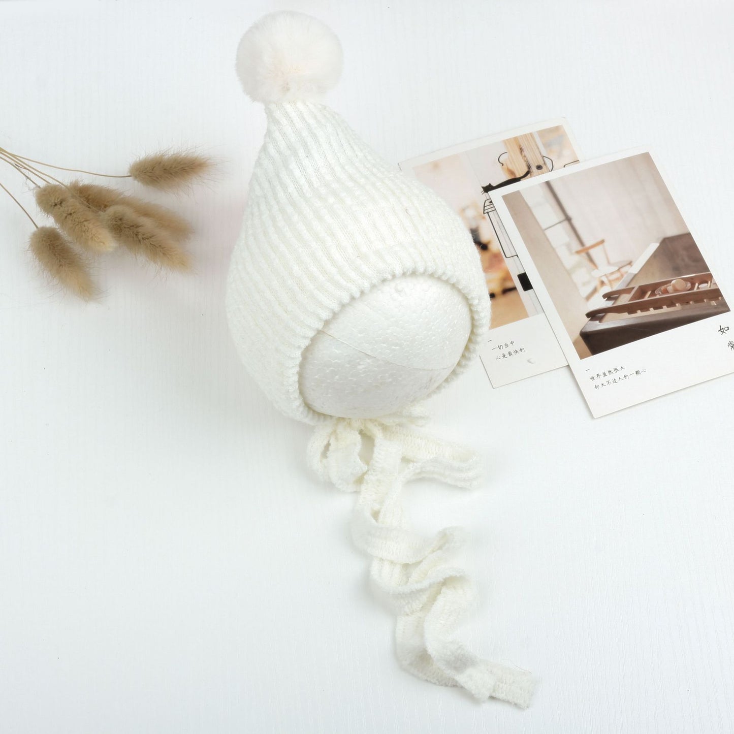 Avezano Protège-oreilles en poils de lapin pour nouveau-né en pleine lune Accessoires de photographie