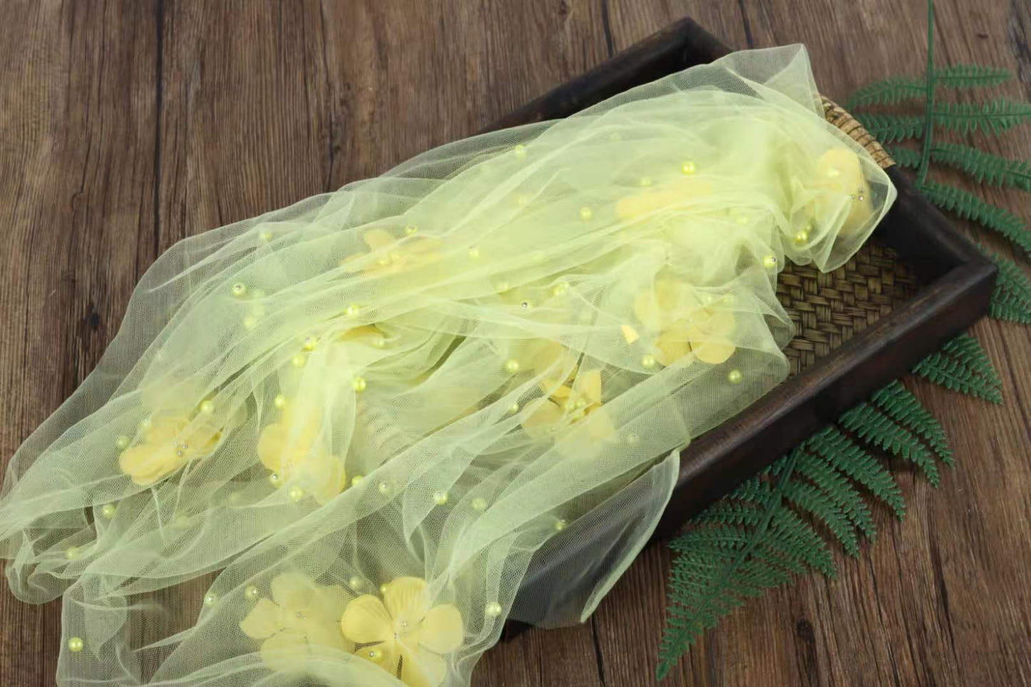 Avezano - Accessoires de photographie pour nouveau-né en maille perlée florale