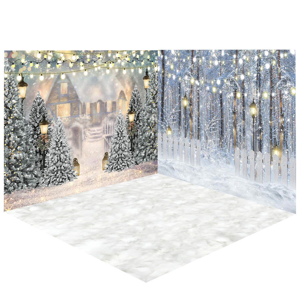 Avezano Christmas Fuzzy Hut Photography Backdrop Room Set-AVEZANO