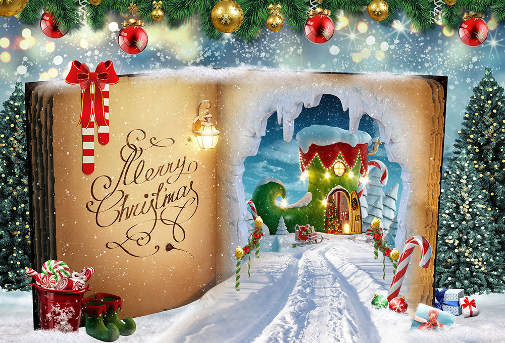 Avezano Christmas Book In Fairy Tales Photography Background-AVEZANO