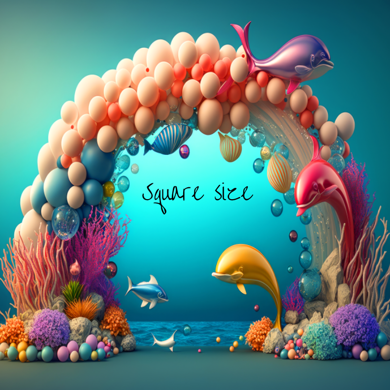 Avezano Balloon Arch Undersea Dolphin Birthday Photography Background