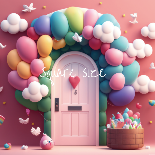 Avezano Pink Doors and Colored Balloons Photography Background