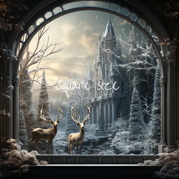 Photographie d'un élan de Noël dans le château d'hiver d'Avezano