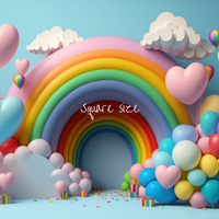 Avezano Rainbow and Balloon Birthday Party Background Photography Background