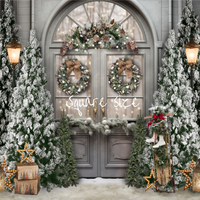 Avezano Christmas Decoration Door Photography Backdrop