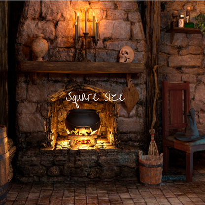 Avezano Witch’s Fireplace Halloween Backdrop for Photography