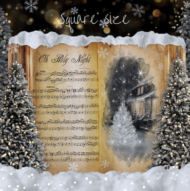 Toile de fond pour photographie de livre de musique avec arbre de Noël d'Avezano