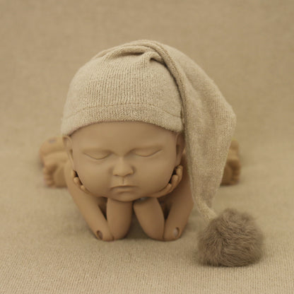 Avezano Newborn Photography Baby Pom-Ball Knitted Long-Tailed Hat
