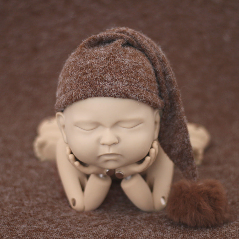 Avezano Newborn Photography Baby Pom-Ball Knitted Long-Tailed Hat