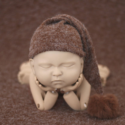 Avezano Newborn Photography Baby Pom-Ball Knitted Long-Tailed Hat
