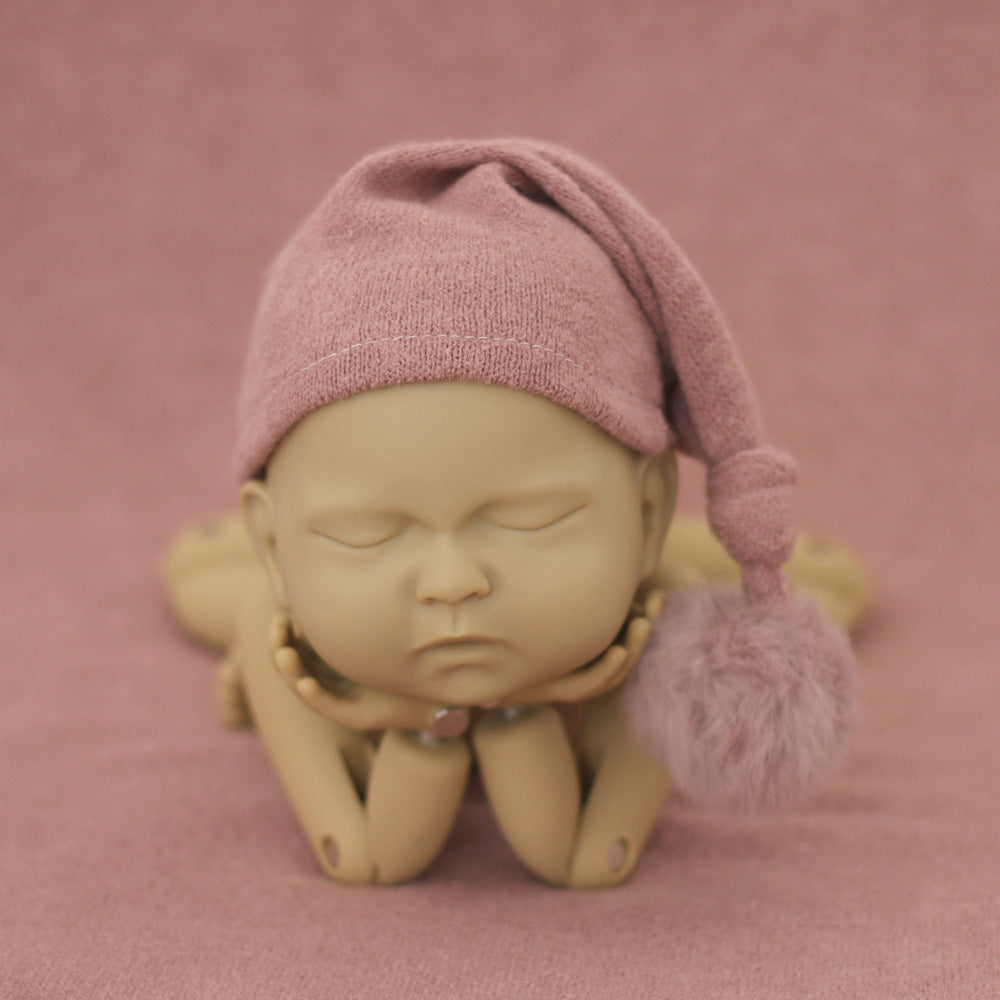 Avezano Newborn Photography Baby Pom-Ball Knitted Long-Tailed Hat
