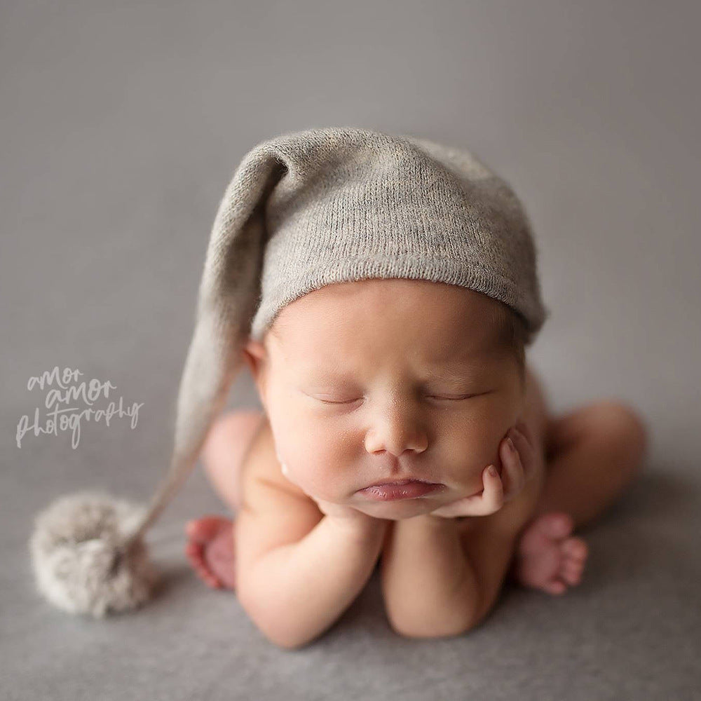 Avezano Newborn Photography Baby Pom-Ball Knitted Long-Tailed Hat