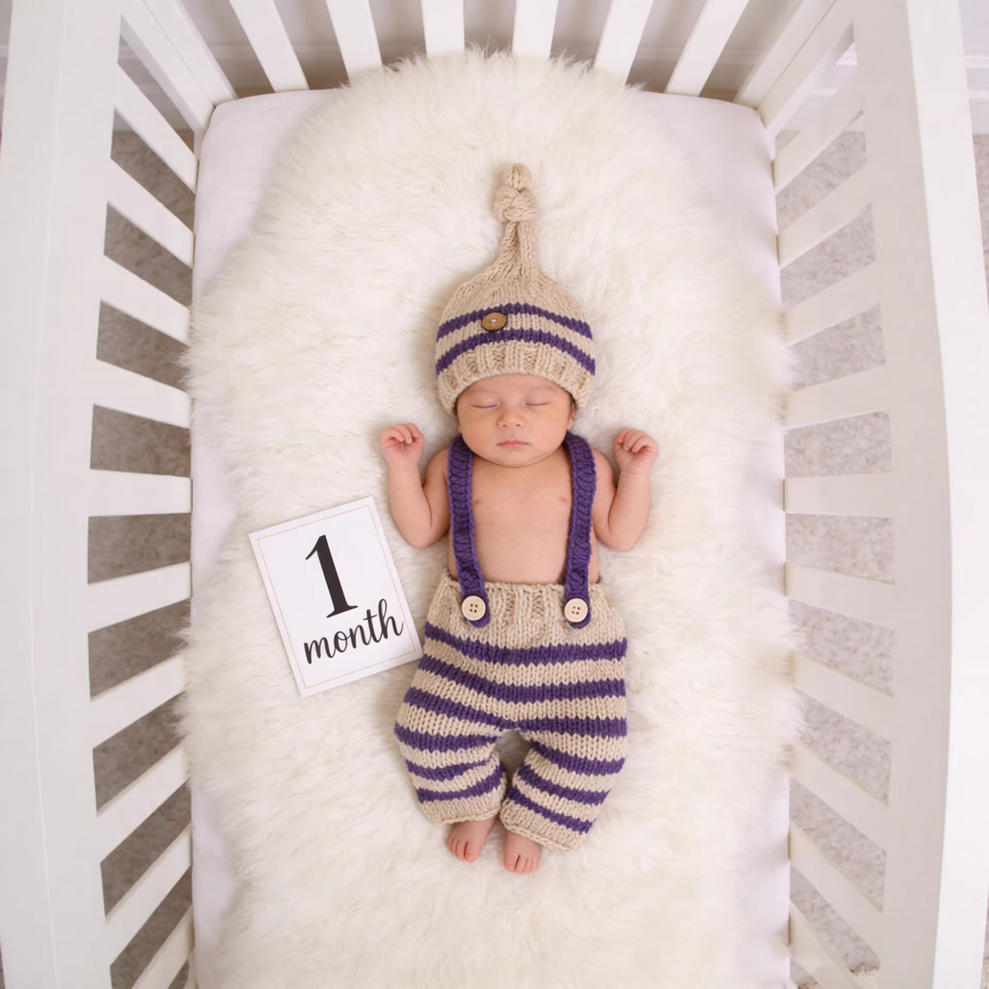 Avezano Newborn Hand Knit Hat and Pants Two Piece Outfit